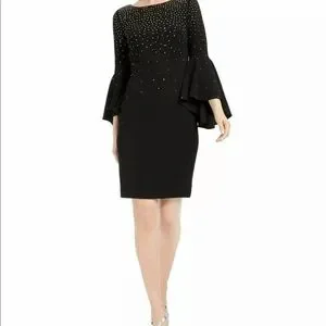 Womens Dresses Calvin Klein Lace Bell Sleeve Sheath Dress Calvin